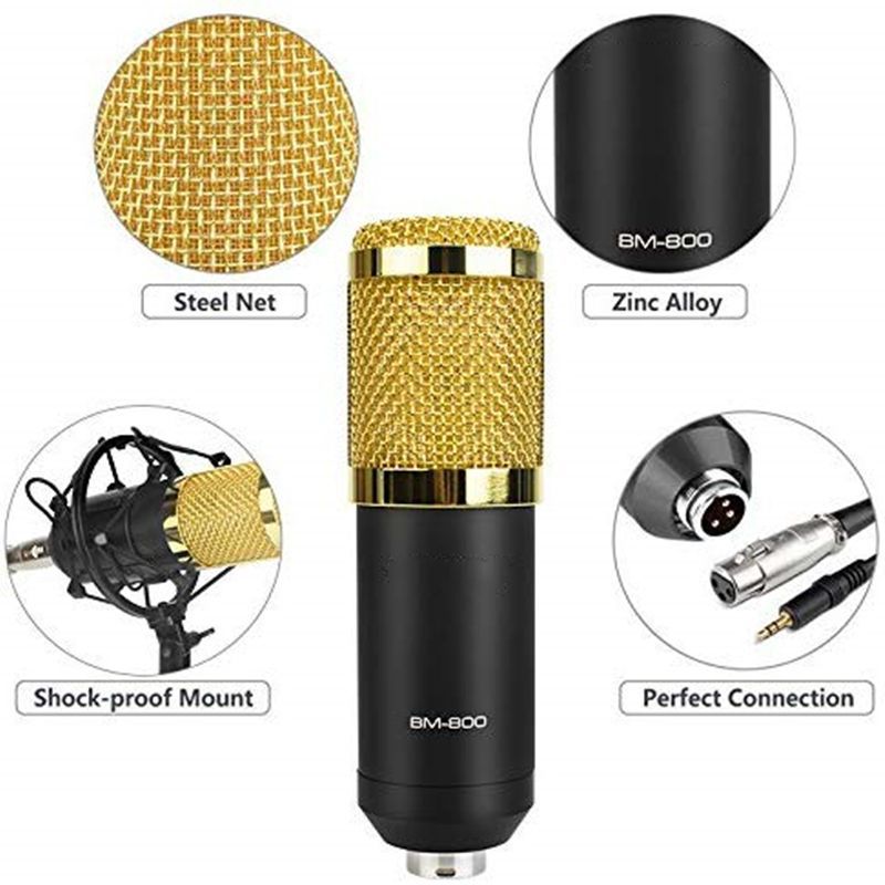 Studio Condenser Mic Set Black/Gold (4pcs) at Mighty Ape NZ