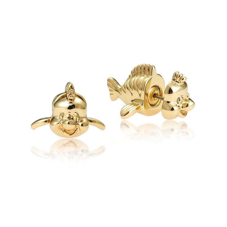 Couture Kingdom: Disney - Princess Ariel Flounder Stud Earrings (Yellow Gold)