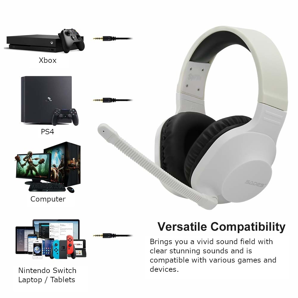 SADES Spirits Universal Gaming Headset (White) for Switch, PC, PS4, Xbox One image