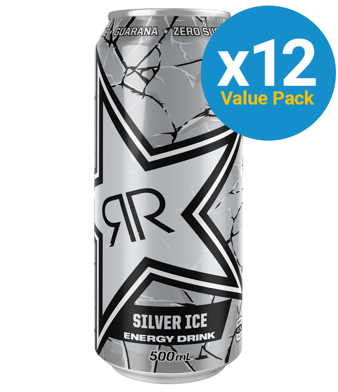 Rockstar Silver Ice Energy Drink 500ml (12 Pack) image