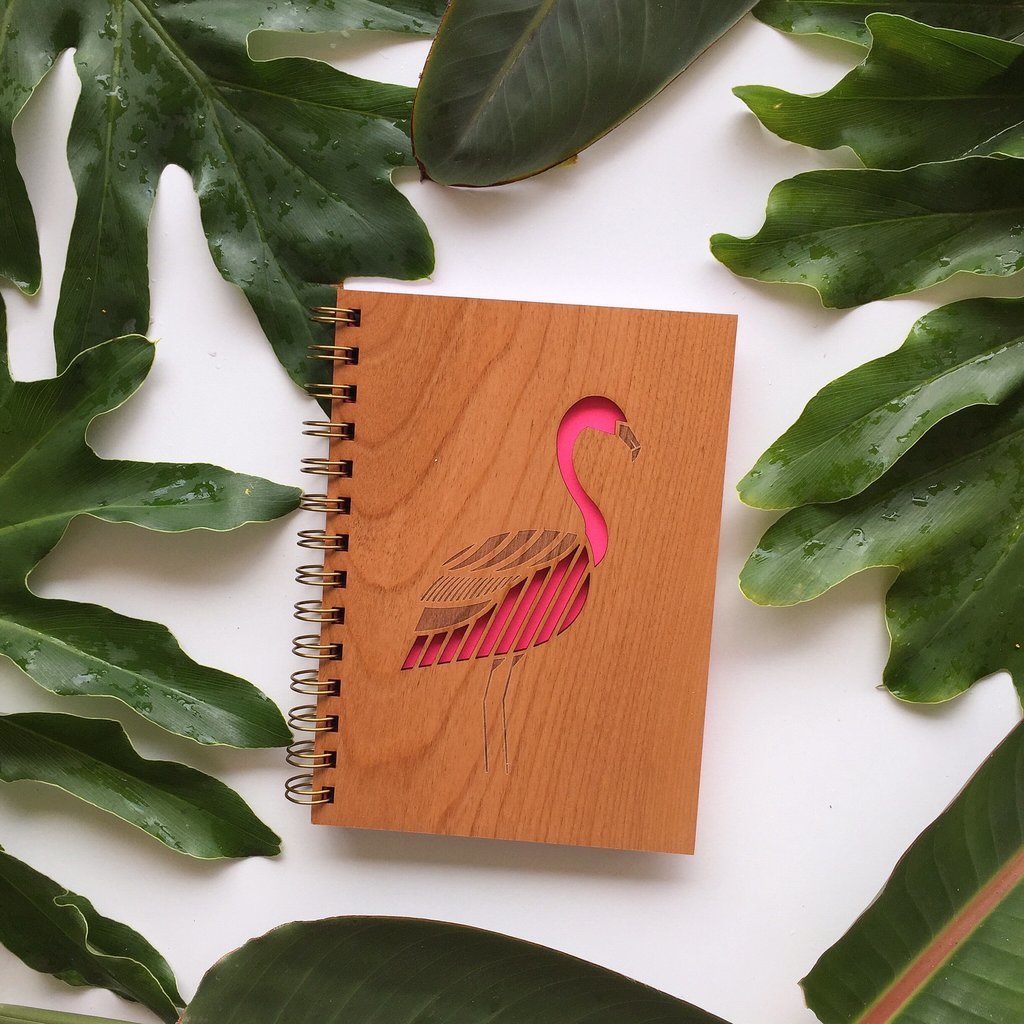 Cardtorial Wooden Journal - Flamingo image