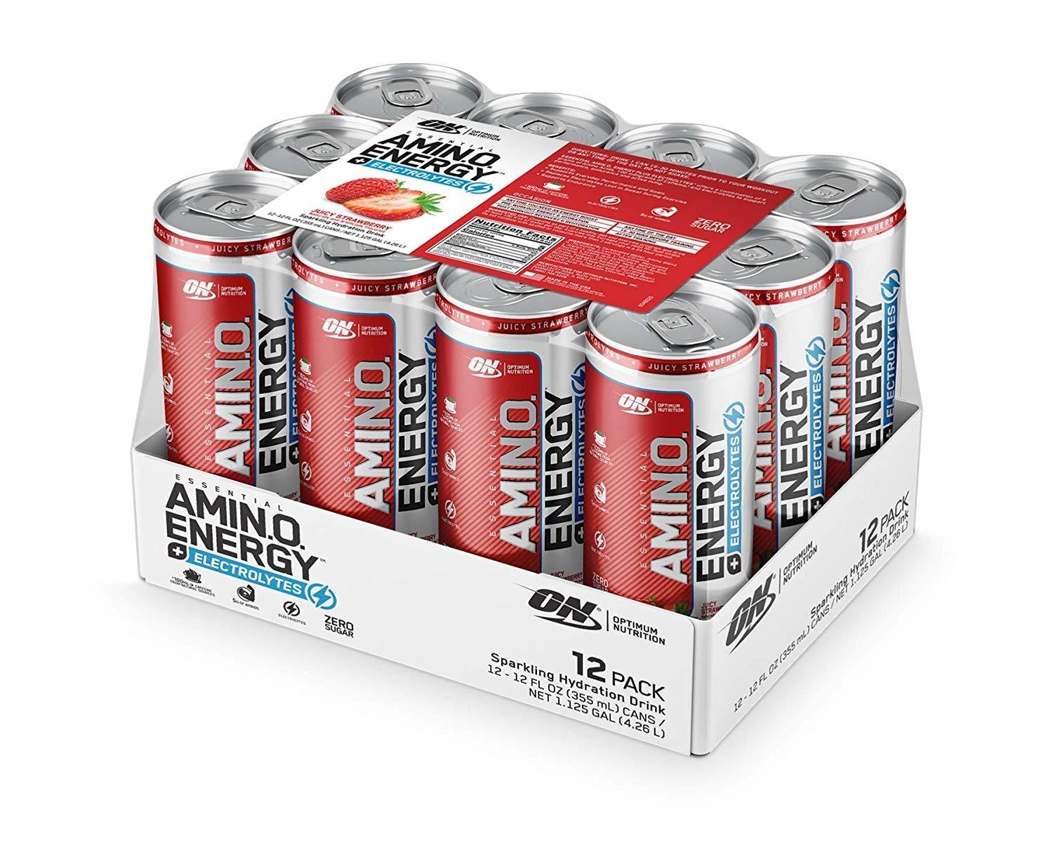 Optimum Nutrition Amino Energy Sparkling RTD - Strawberry - 355ml x 12