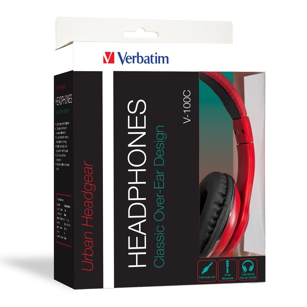 Verbatim TDK ST100 Over-Ear Calssic Audio Headphones (Red) image