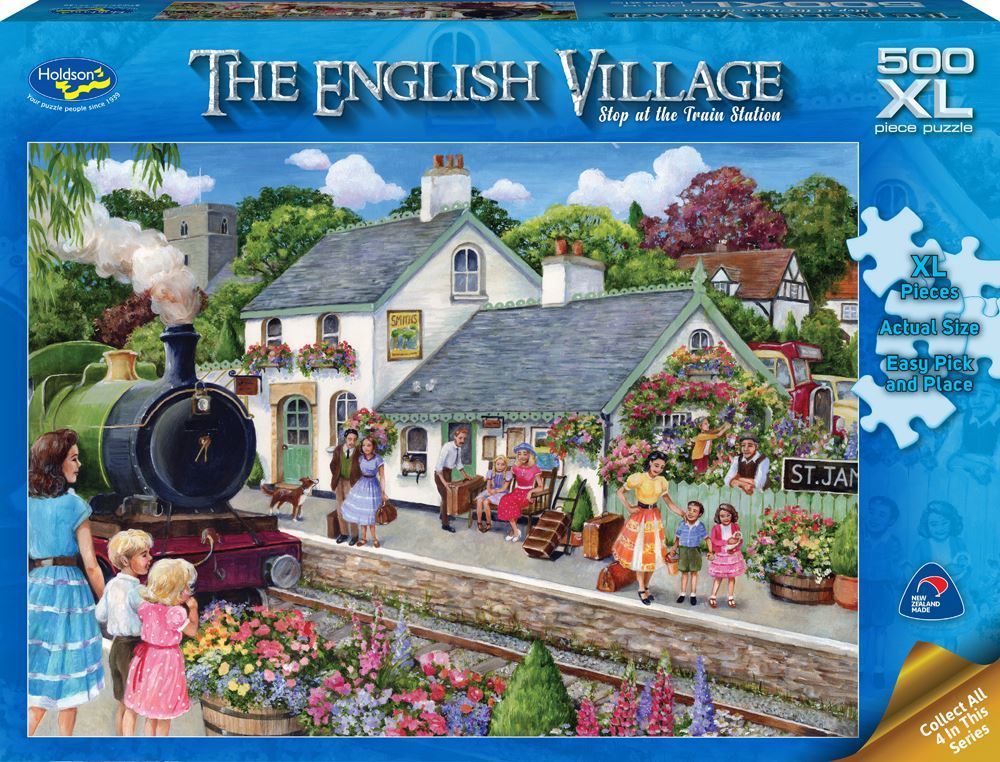Holdson XL: 500 Piece Puzzle - The English Village S2 (At the Train Station ) image