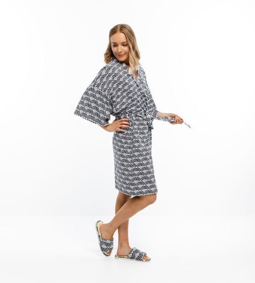 The Goodnight Society: Robe - Black & White Shell Print image