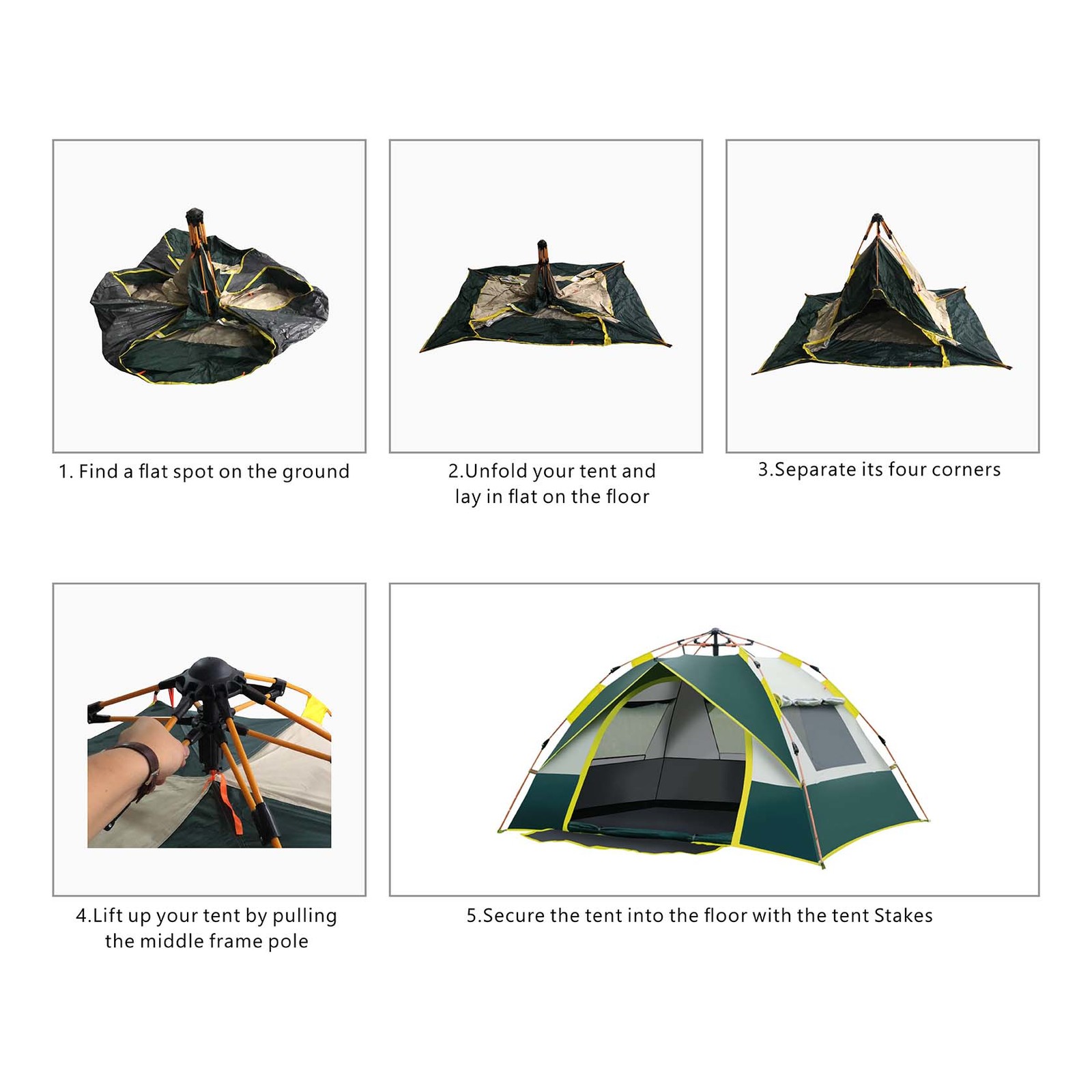 1-2 Person Instant Dome Camping Tent with 3 Windows image