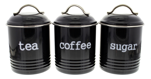 D.Line: Tea/Sugar/Coffee Canisters - Black (3 Set)