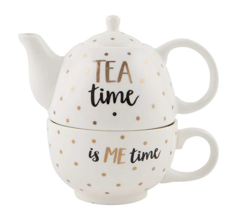 Sass & Belle: Metallic Monochrome Tea Time Teapot For One image