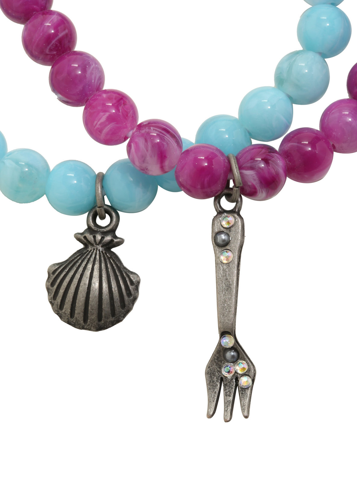 Neon Tuesday: The Little Mermaid - Shell And Fork Bracelet Set