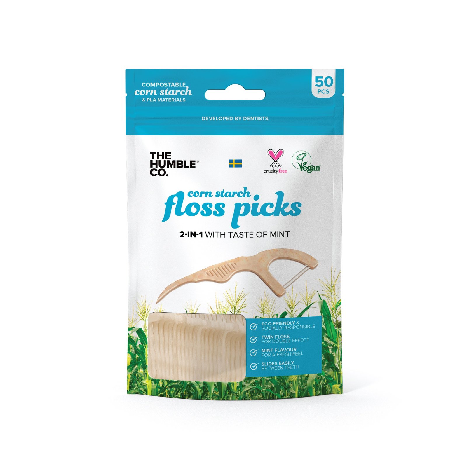 Buy Humble Dental Floss Picks Mint (50pk) at Mighty Ape NZ