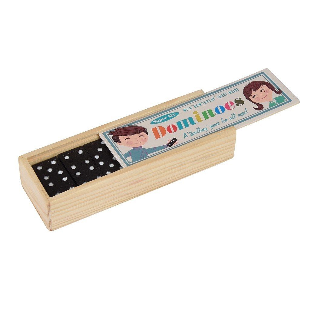 Wooden Box of Dominoes