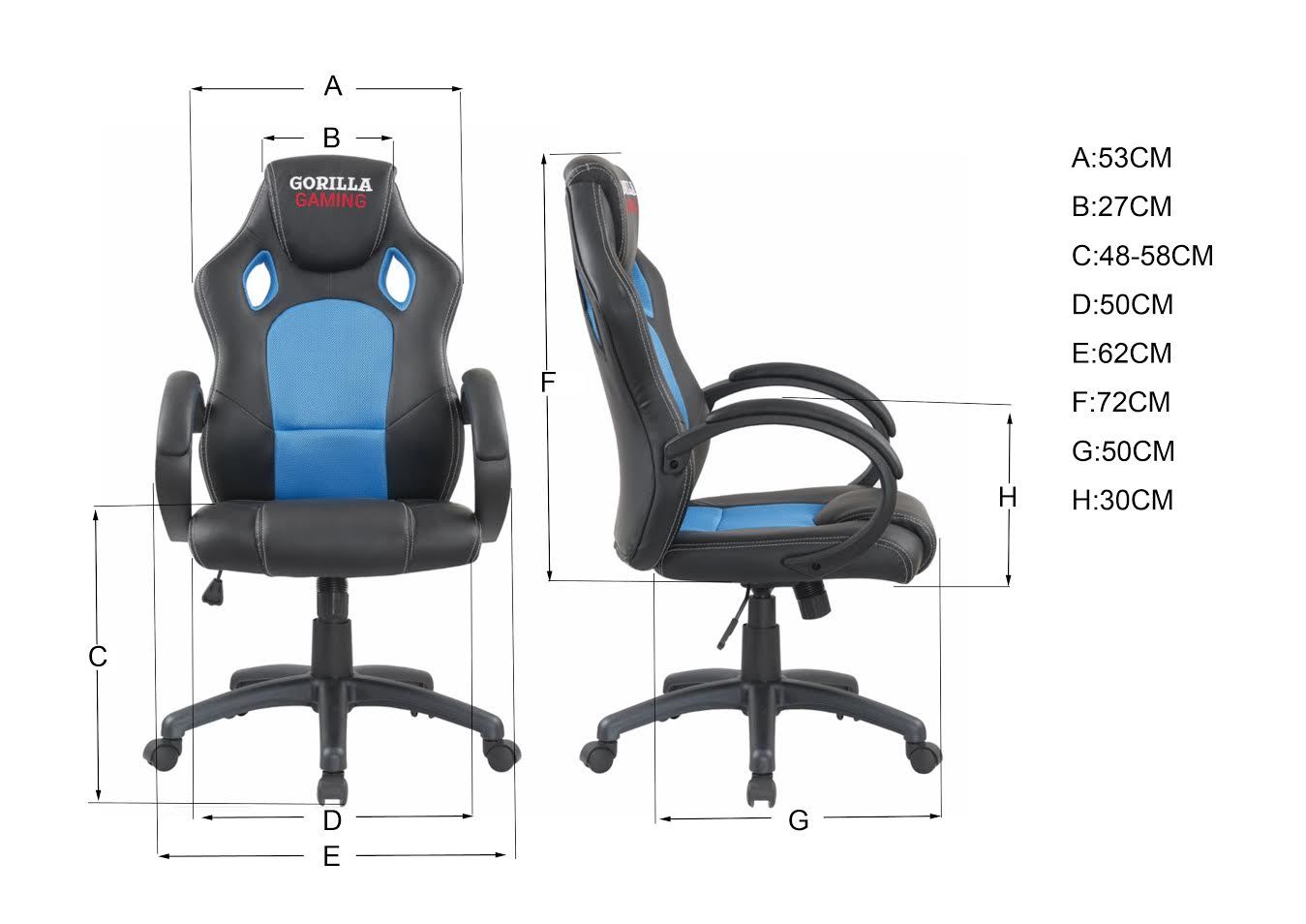 Gorilla Gaming Chair - Blue & Black for image