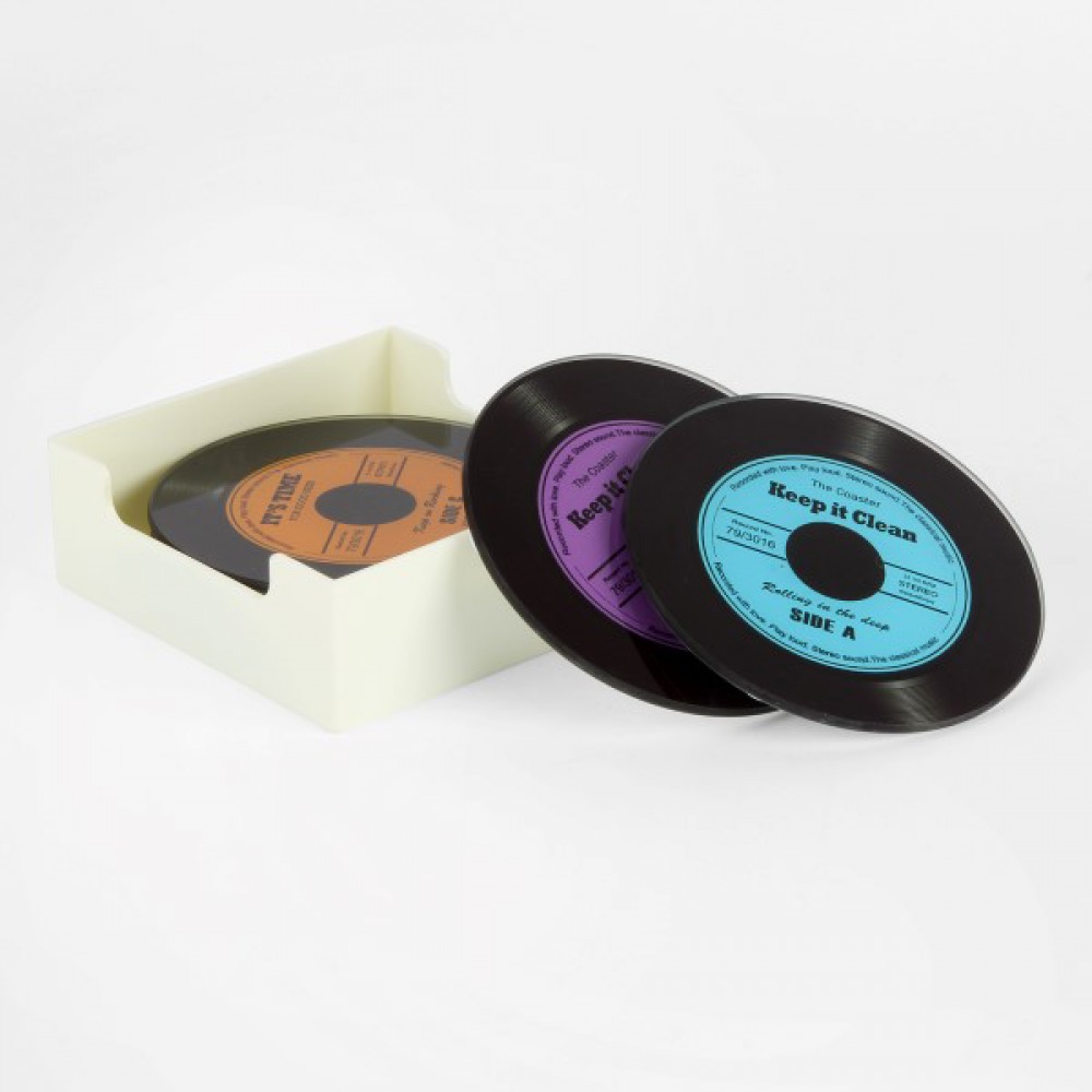 Musicology: Glass Coaster Set - Vinyl Records