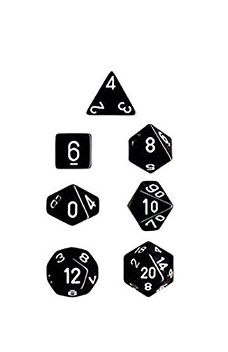 Chessex Opaque Polyhedral Dice Set - Black/White image