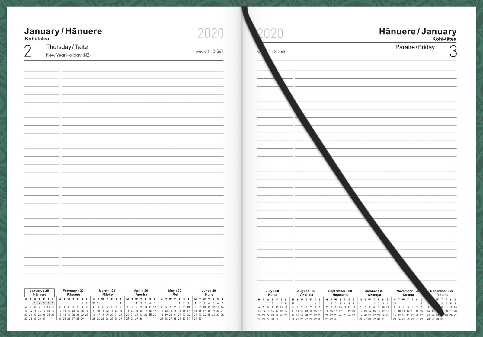 Collins: 2020 Daily A51 Diary - Maori Toanga (Green) image