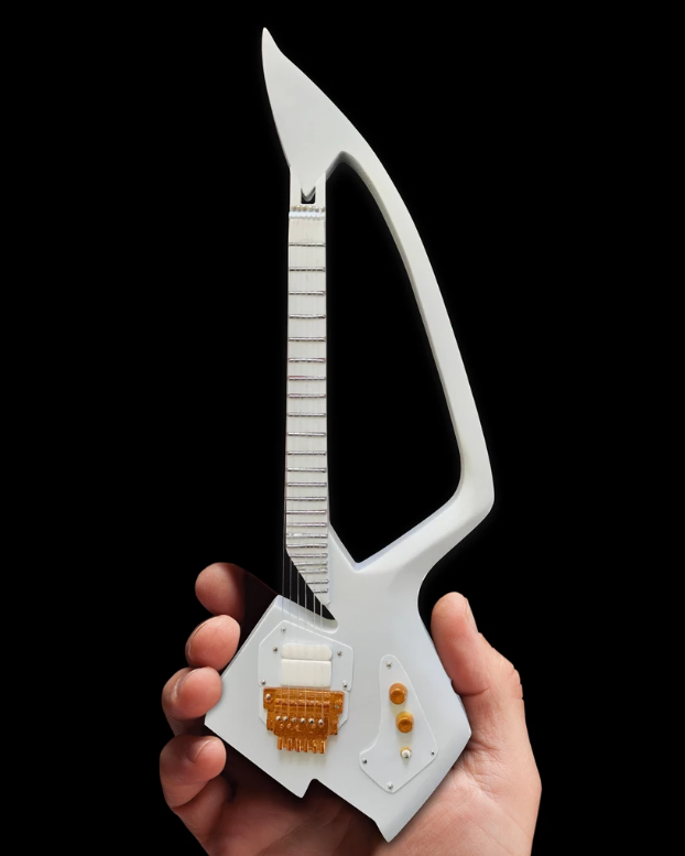 Axe Heaven: Miniature Replica - White Auerswald Model C Guitar (The Artist Formerly Known as)