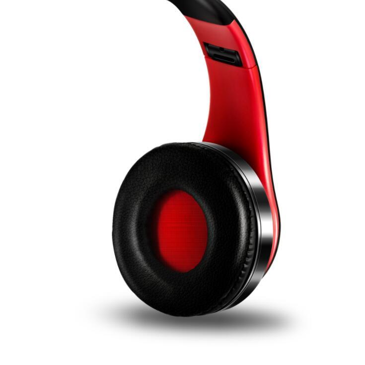 Ape Basics: Portable Wireless Bluetooth Stereo Foldable Headphones- Red image