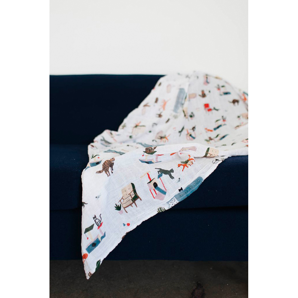 Little Unicorn - Single Cotton Muslin Swaddle - Meow