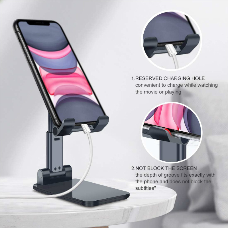 Adjustable Foldable Phone Holder - Black image