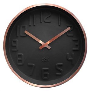 Deluxe Copper Rim Curve Clock - Charcoal