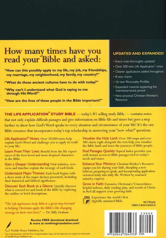 NLT Life Application Study Bible on Hardback