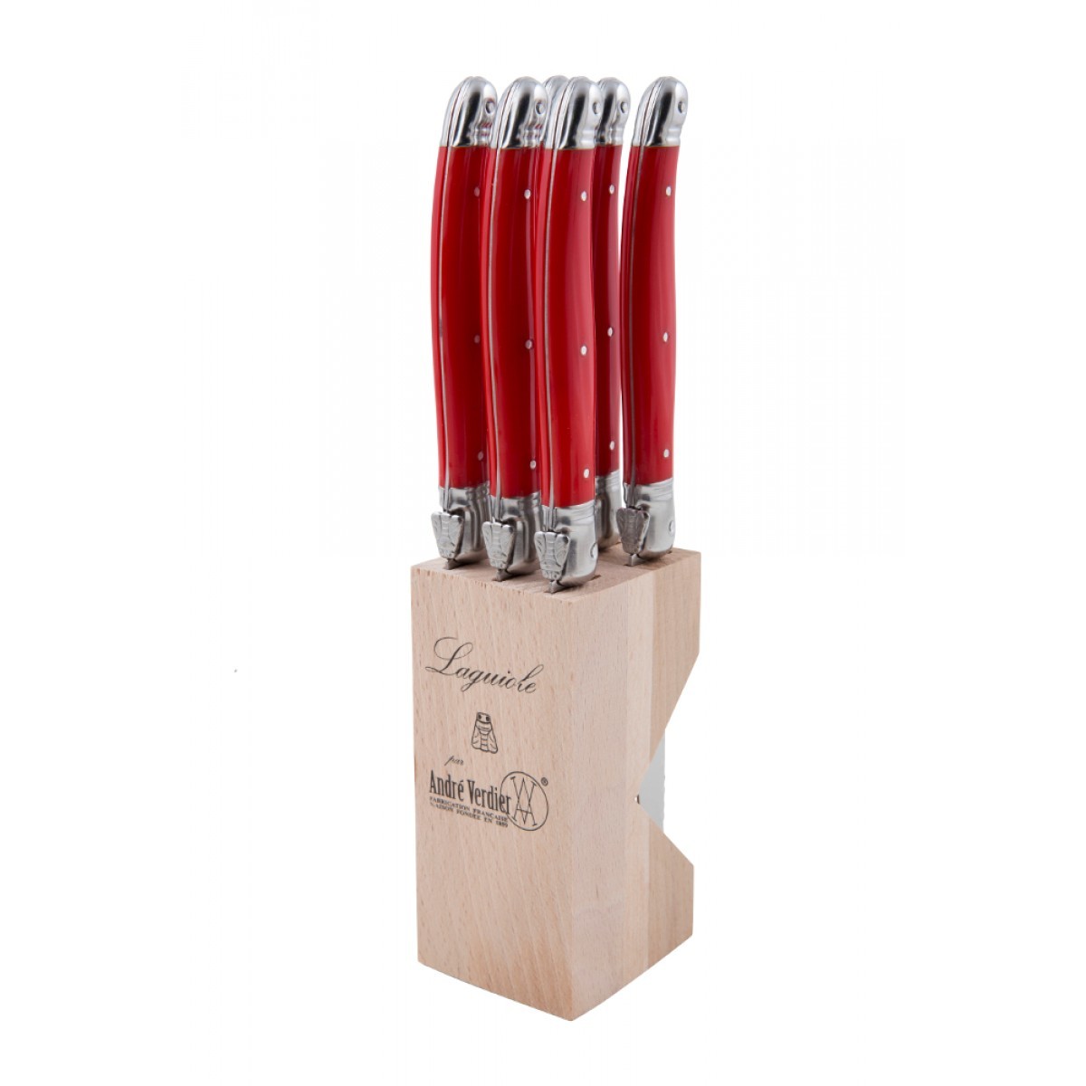 Andre Verdier Laguiole Debutant Steak Knife Set Red (6pc) at Mighty
