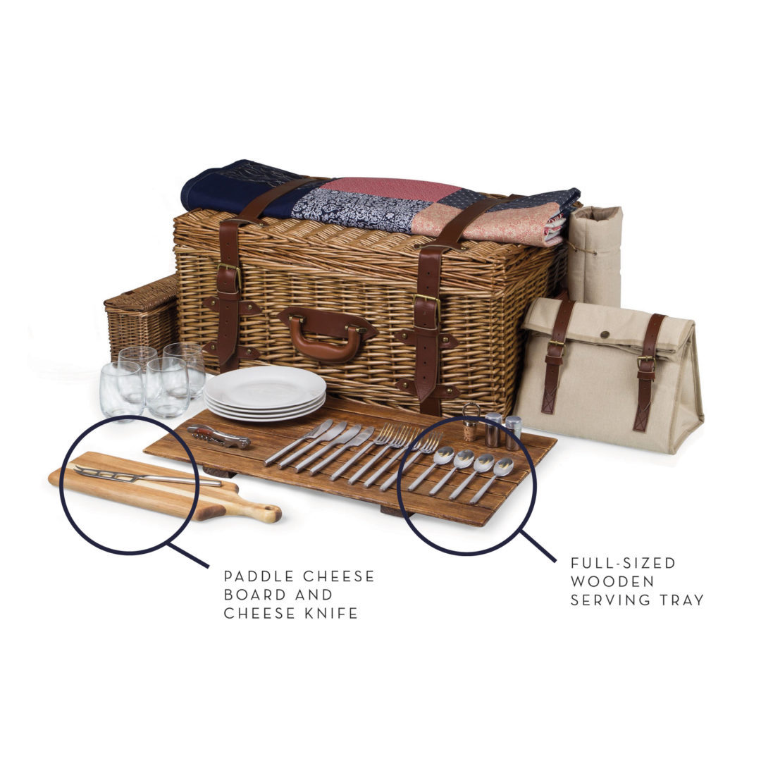 Charleston Luxury Picnic Basket with Quilt (Natural Canvas) image