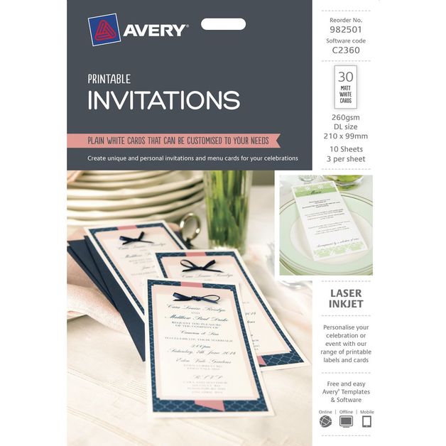 buy avery invitation cards 30 cards at mighty ape australia