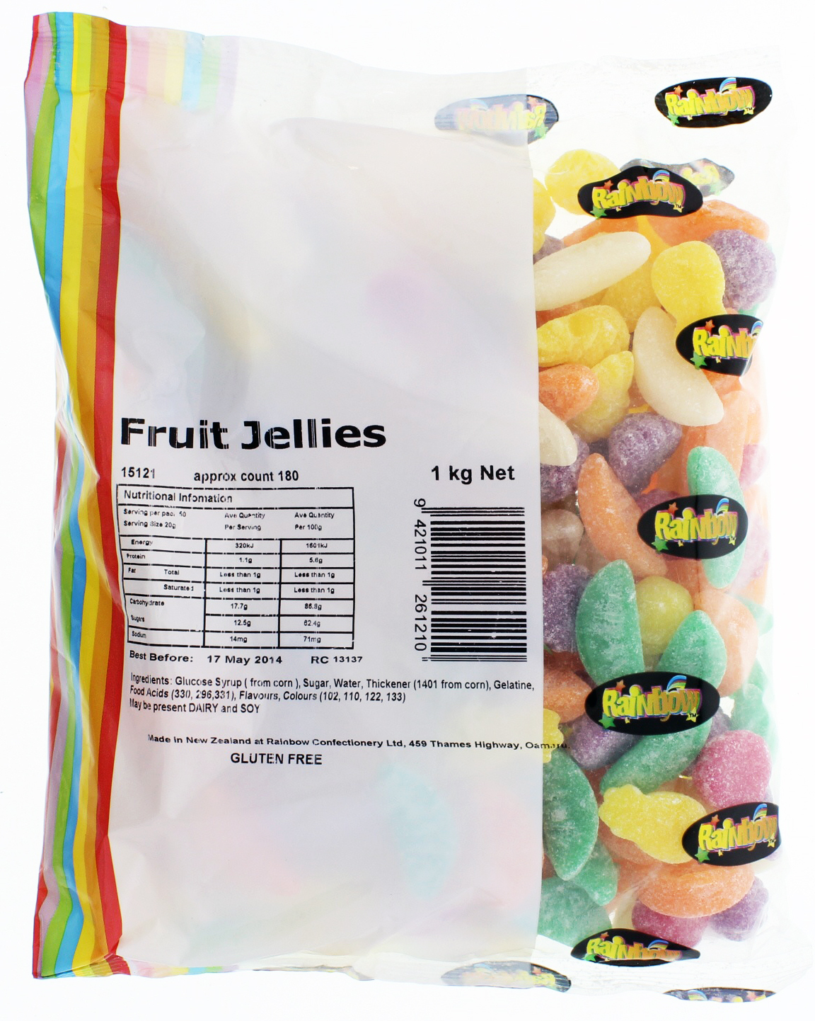 Rainbow Confectionery Fruit Jellies Bulk Bag 1kg image