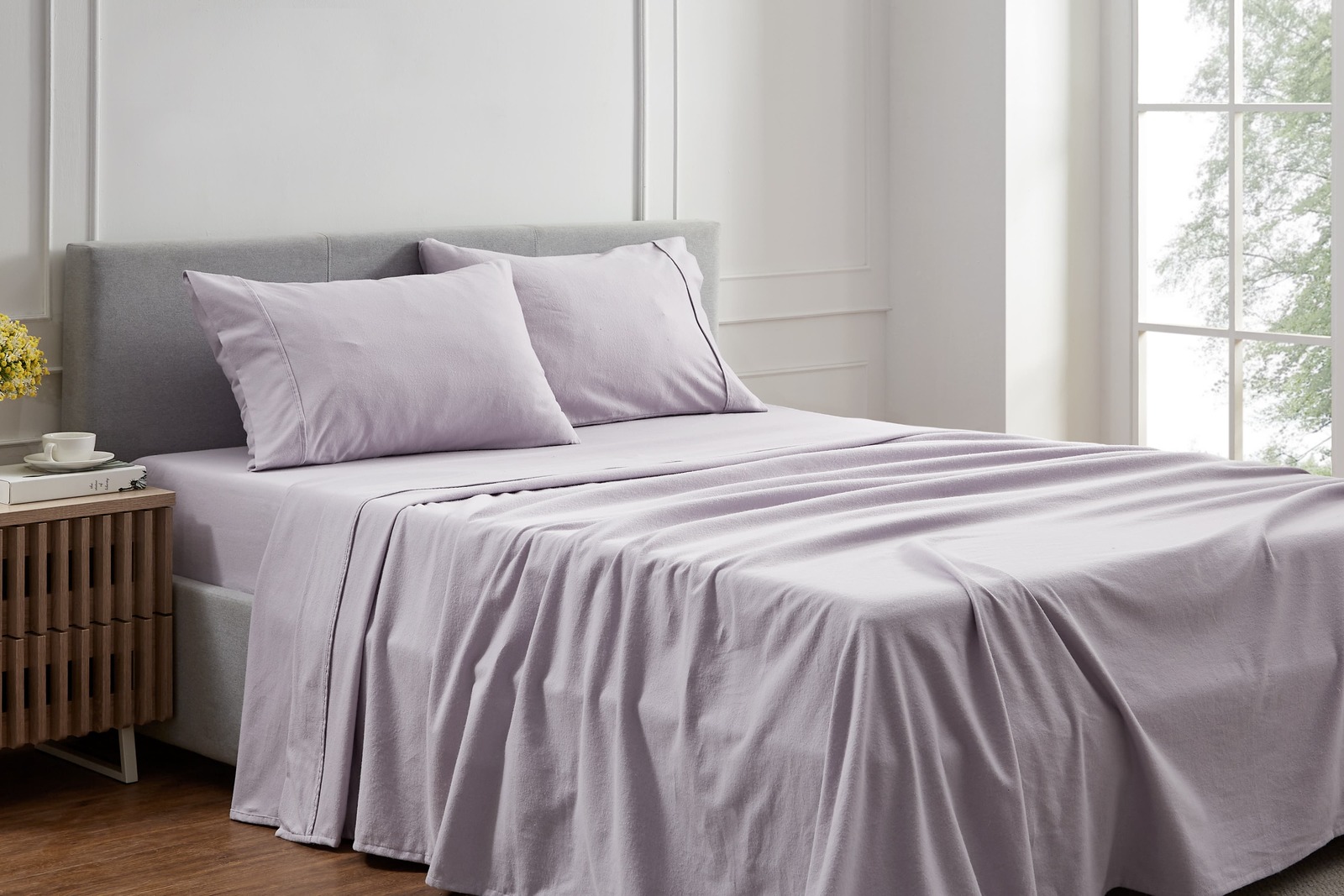Ovela 150GSM Cotton Flannelette Bed Sheet Set (Queen, Orchid) at