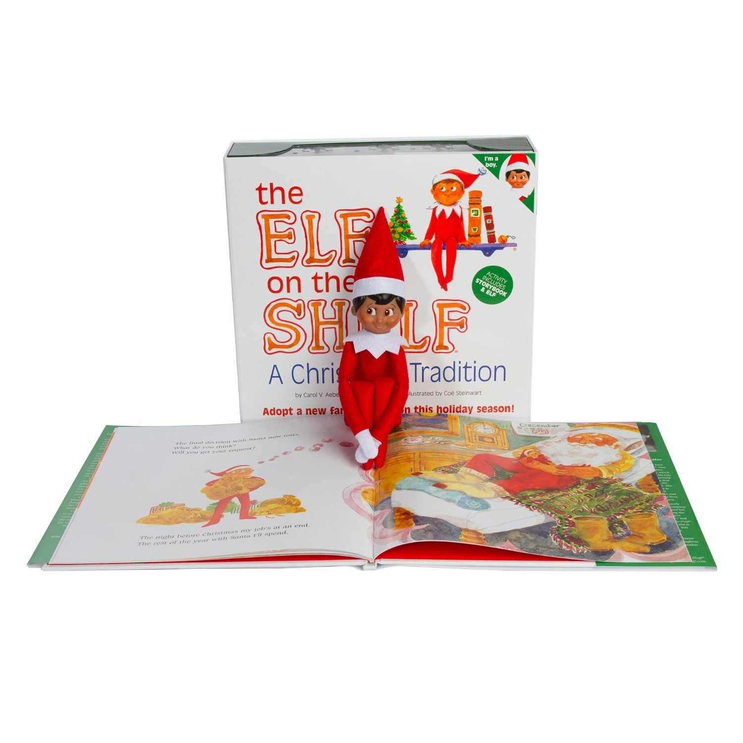 Elf on the Shelf Boy Dark Doll with Book Carol V Aebersold Book Buy