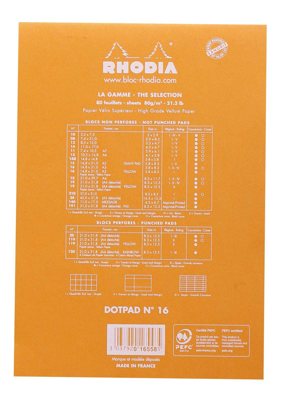Bloc Rhodia Dot Pad A5 Matrix Dots (Orange) image