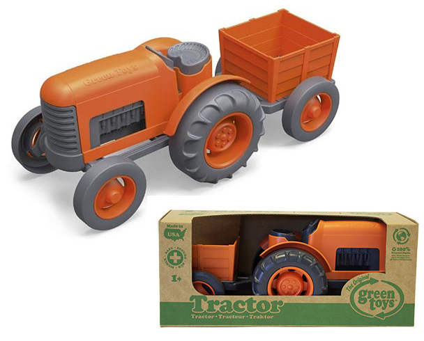 green toys tractor vehicle orange