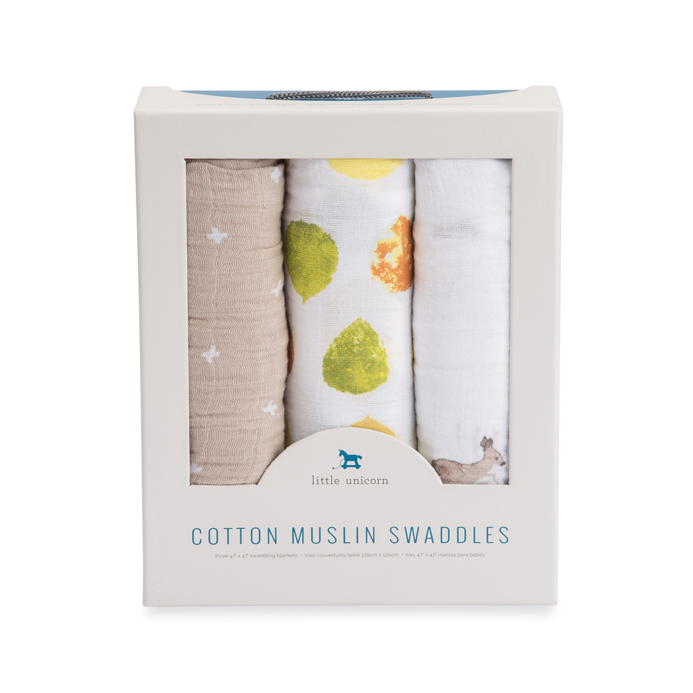 Little Unicorn - Cotton Muslin Swaddle - Oh Deer (3 Pack) image