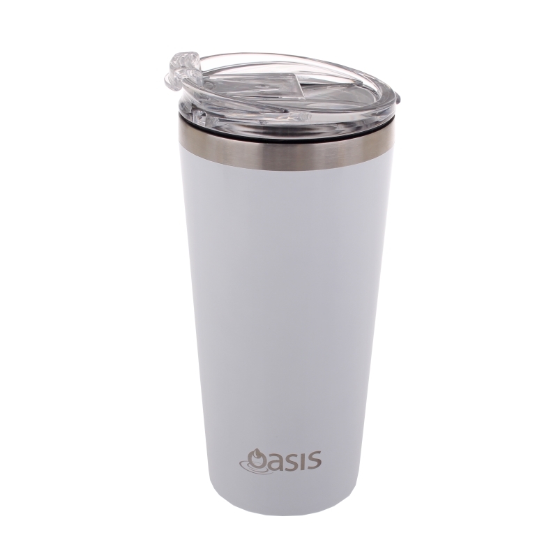 Oasis Stainless Steel Insulated Travel Cup with Lid White (480ml
