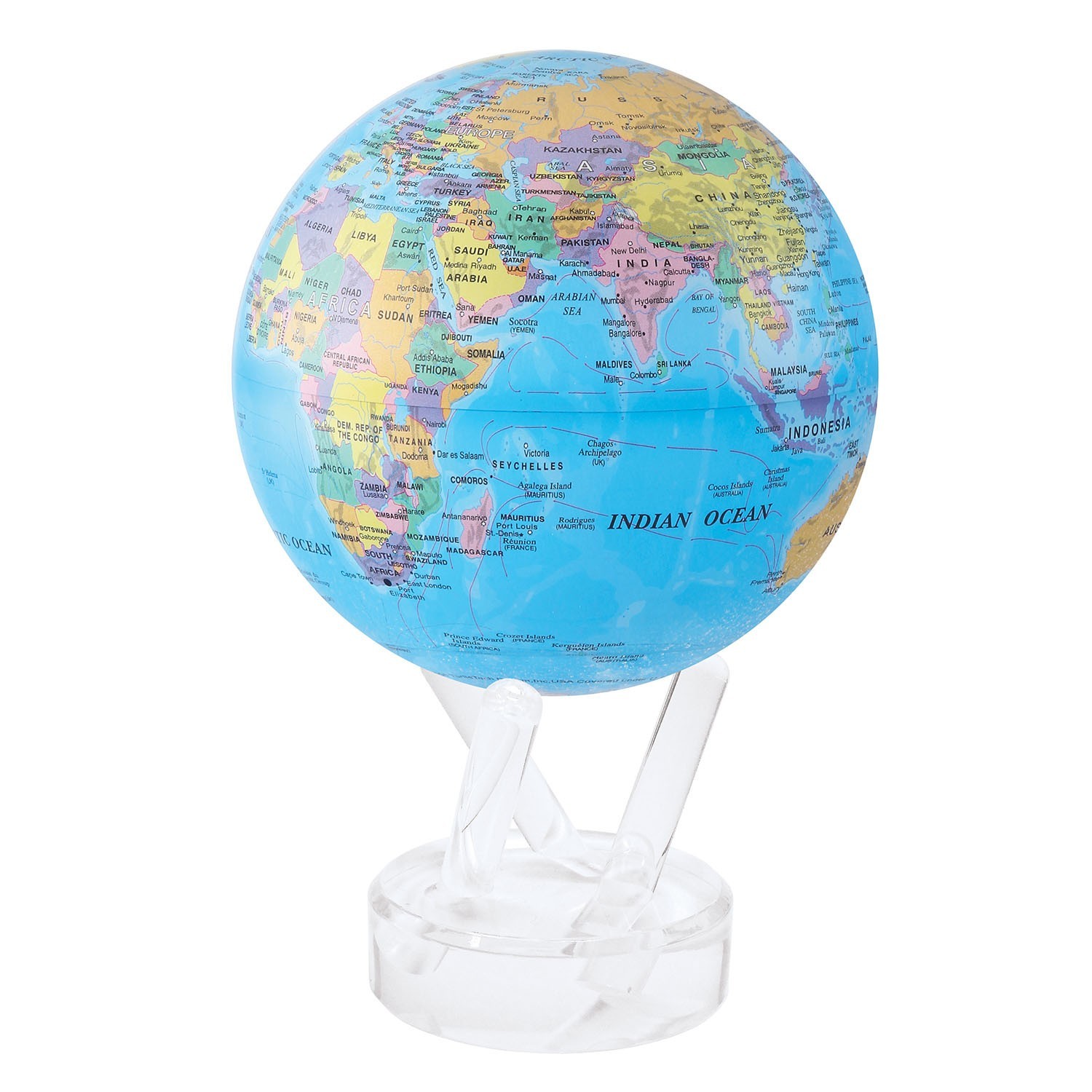 MOVA Self-Rotating Globe Blue with Political Map image