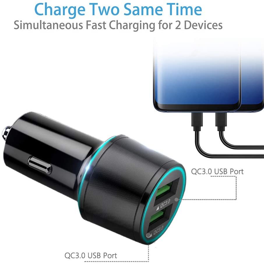 Dual QC 3.0 Fast Car Charger Black at Mighty Ape NZ