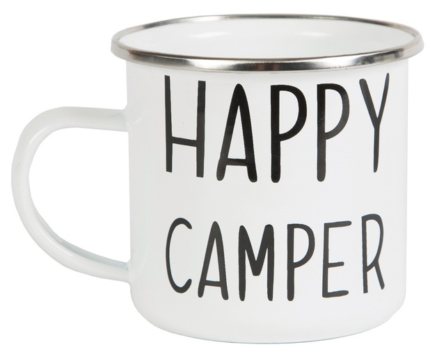 happy camper enamel mug