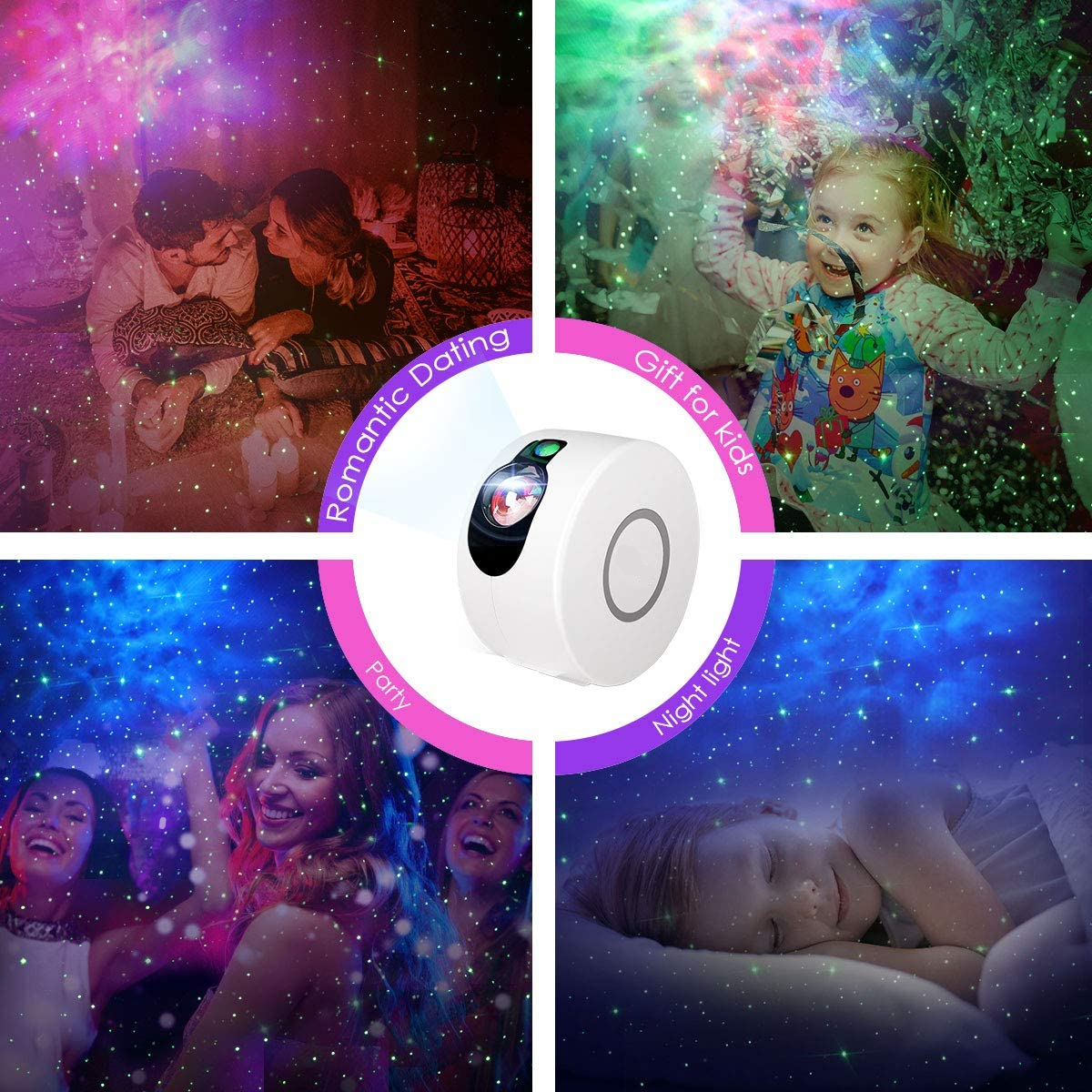 Star Night Light Galaxy Projection - White