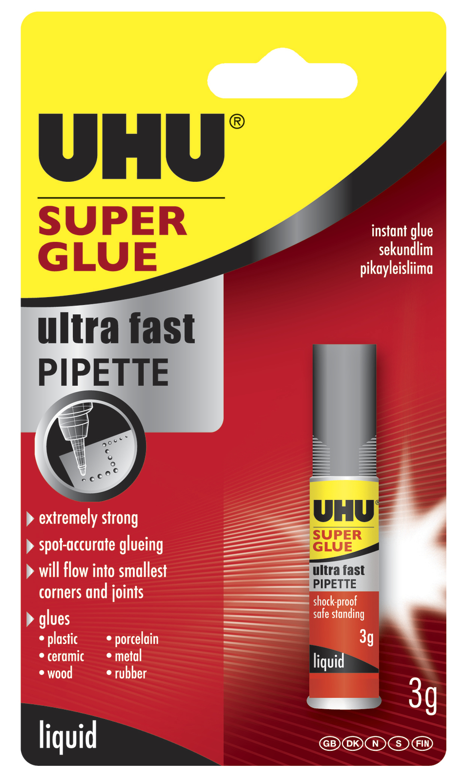 UHU: Superglue Pipette carded (3gm)