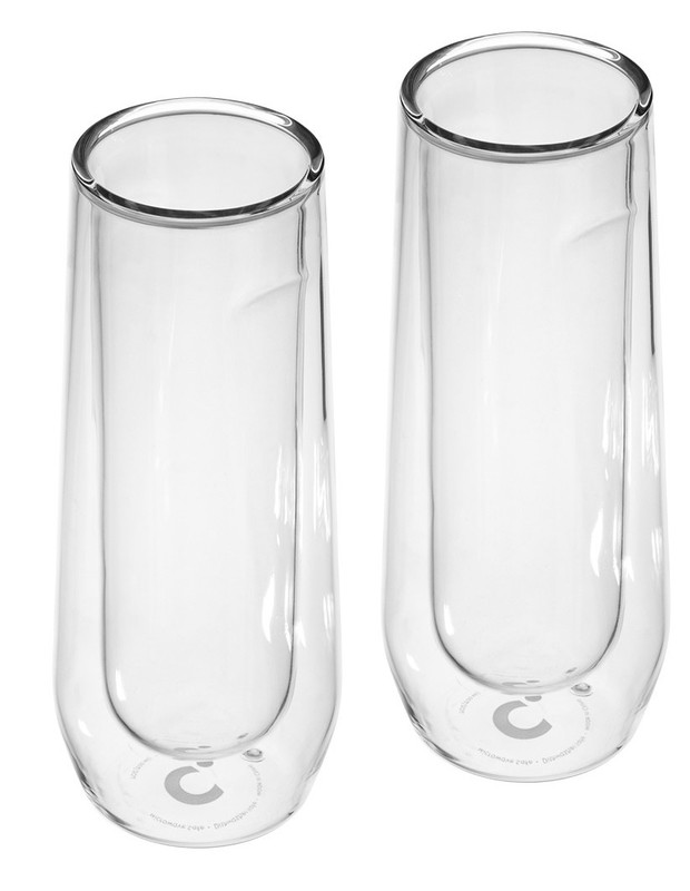 Corkcicle Barware Flute Glasses Clear Double Walled Cup at Mighty