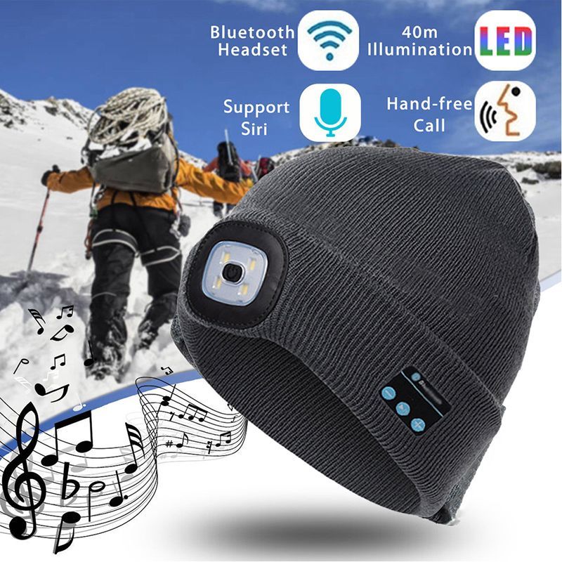 Bluetooth 5.0 LED Stereo Hat - Battleship Grey