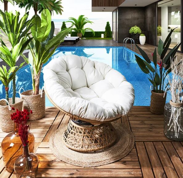 Buy ShangriLa Papasan Swivel Wicker Chair (Rattan) at Mighty Ape NZ