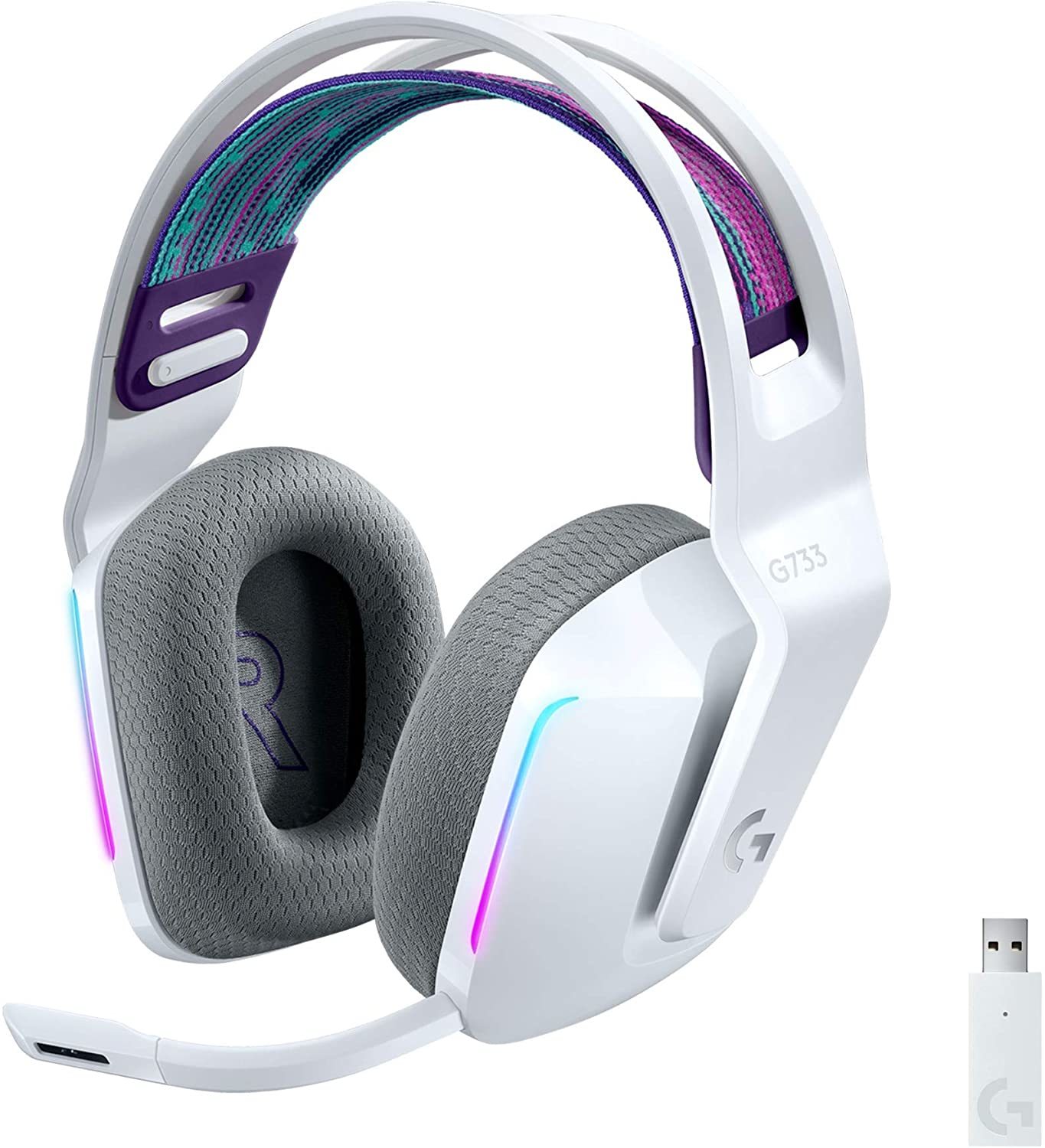 Logitech G733 LIGHTSPEED Wireless RGB Gaming Headset - White on PC, PS4