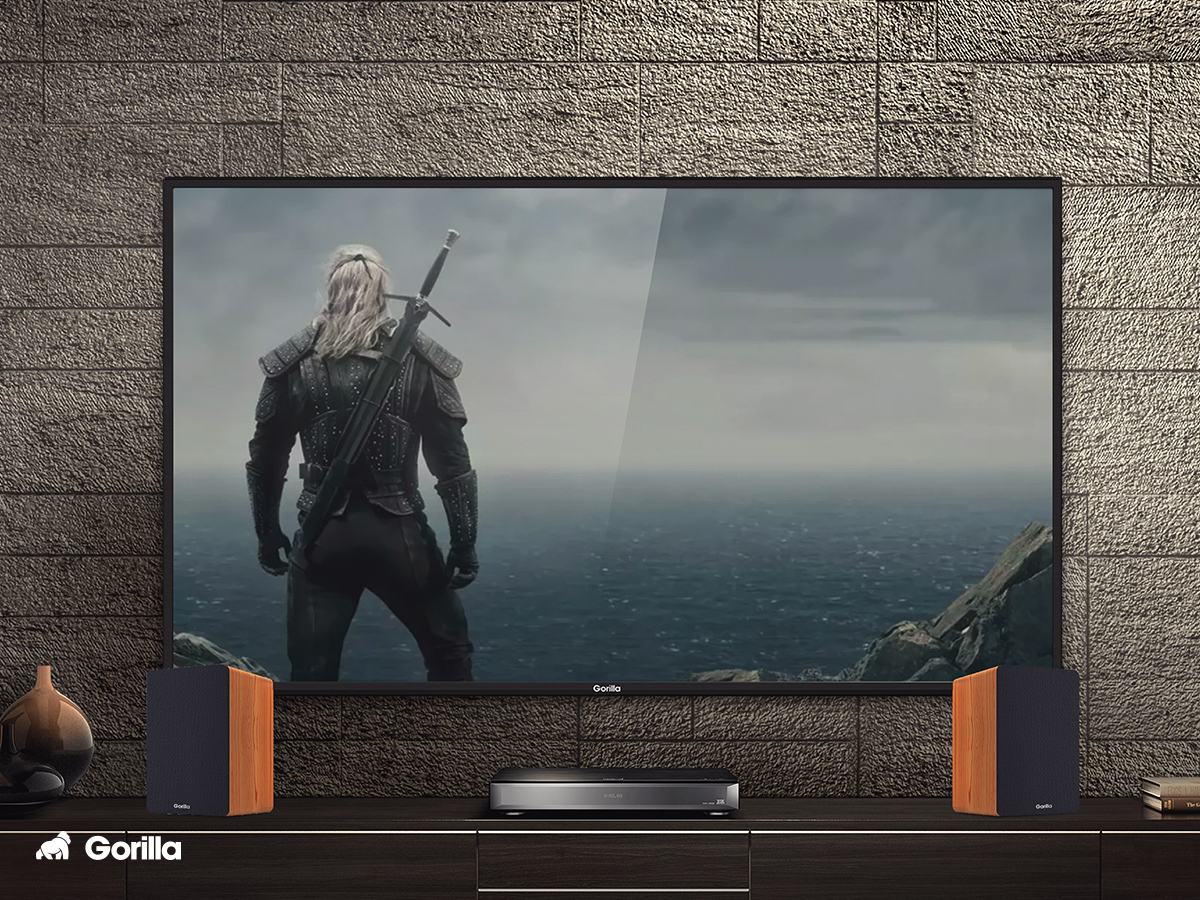 Gorilla Powered Bluetooth Bookshelf Home Office Monitor Speakers