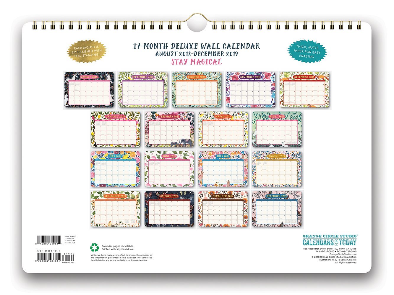 Sonia Cavallini: Stay Magical 2019 Wall Calendar