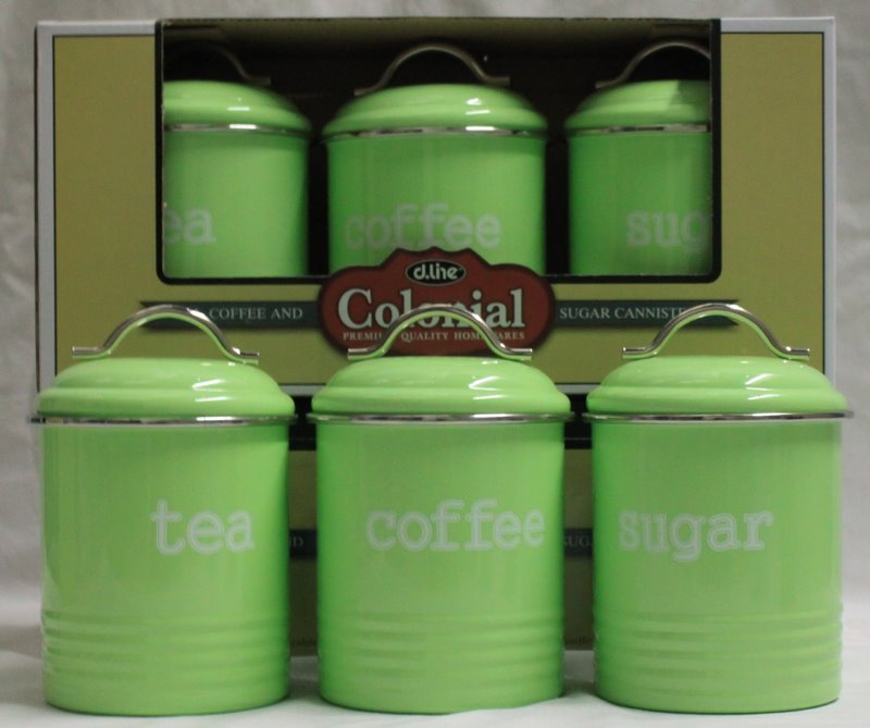 Tea/Sugar/Coffee Canisters 3 Set Green at Mighty Ape Australia