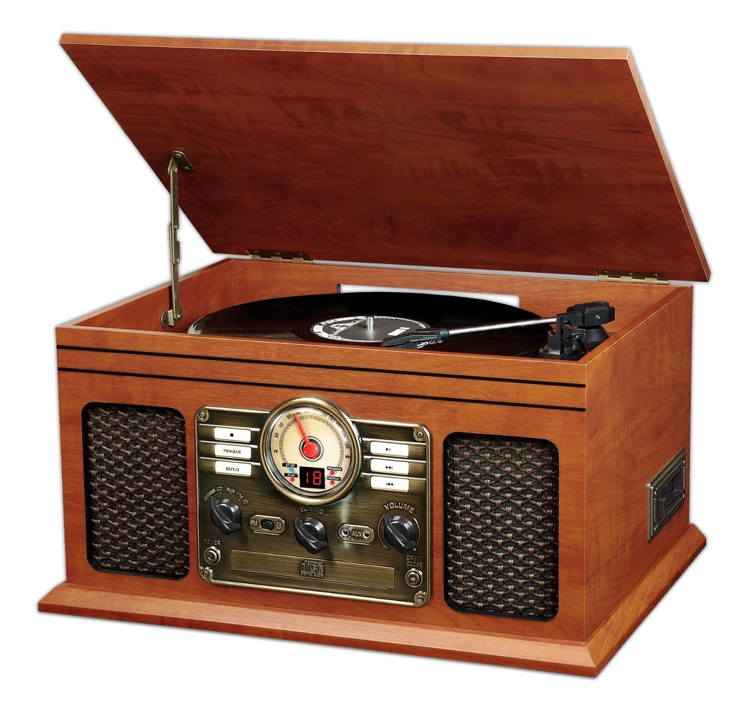 Nostalgic Classic 6-In-1 Turntable with Bluetooth, Mahogany