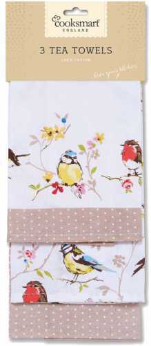 Cooksmart 3 Pack Tea Towel - Dawn Chorus image