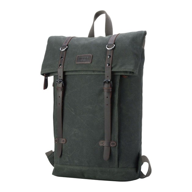 Troop London Edison Waxed Canvas Backpack Dark Green at Mighty Ape NZ